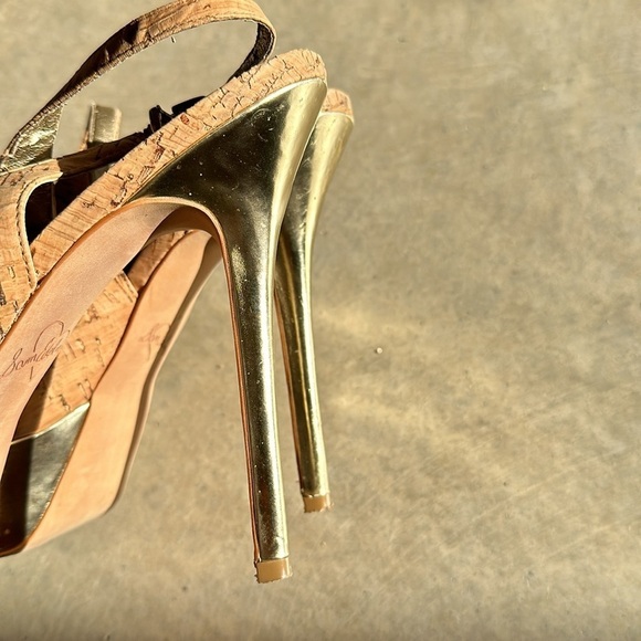 SAM Edeman Cork Style Heels With Gold Heel Size 8.5 - Picture 11 of 11